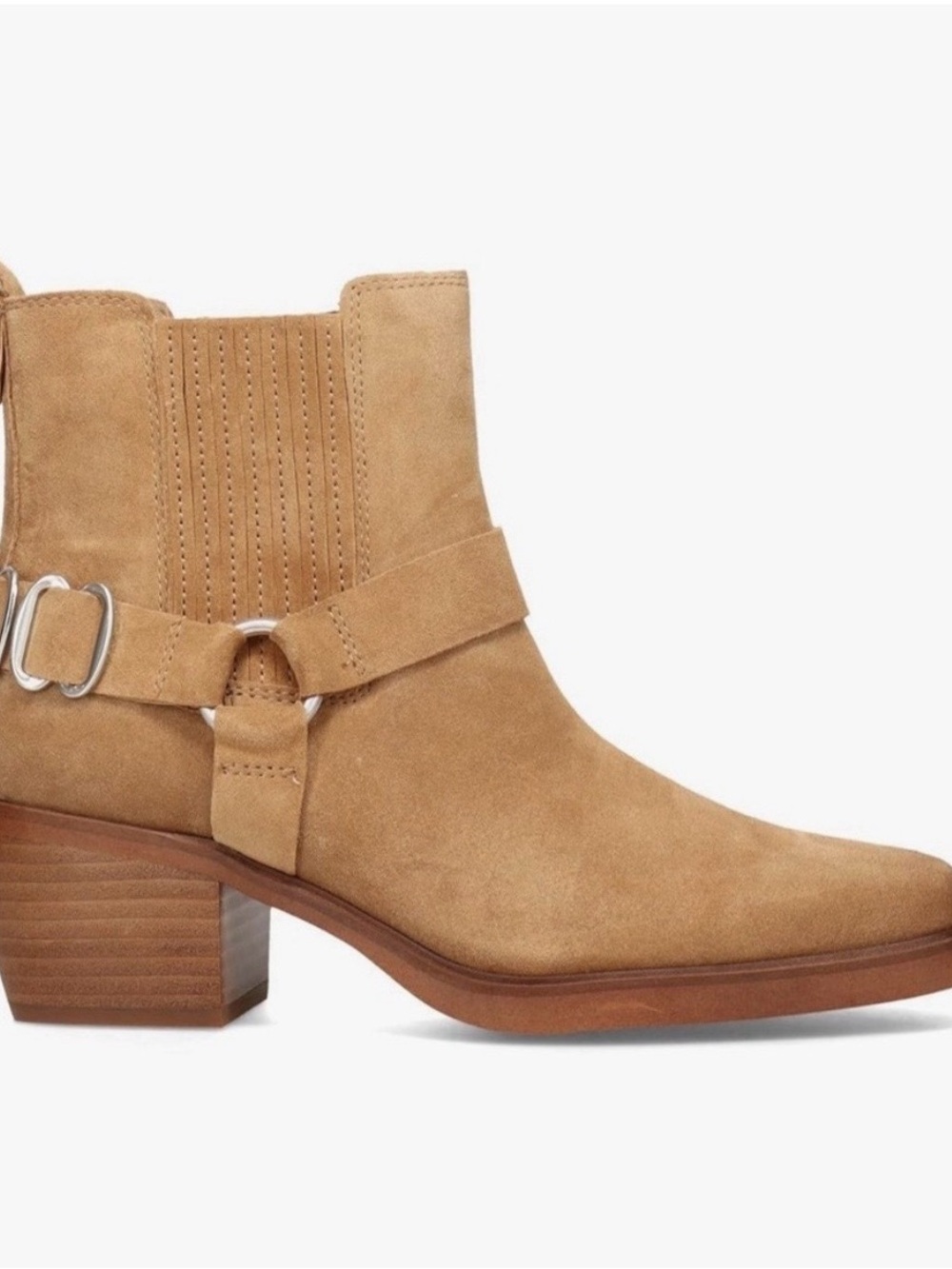 Sam Edelman Suede Harness Ankle Boot in Beige-Tan